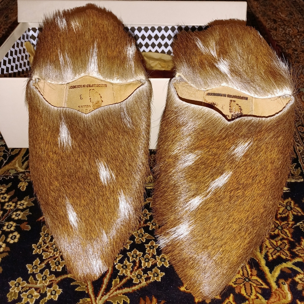 Stunning Brother Vellies fawn babouche